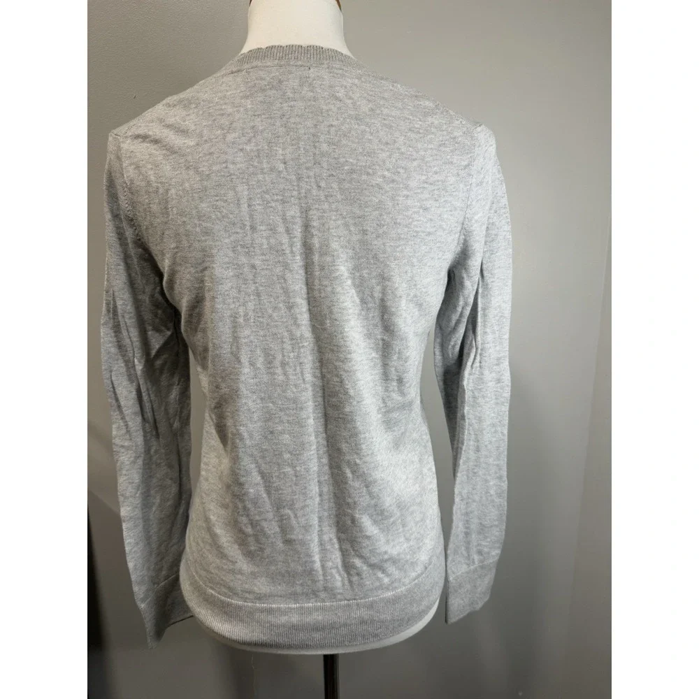 Banana Republic Sweater Womens Medium Gray Scalloped Neck Cotton Rayon Knit Top